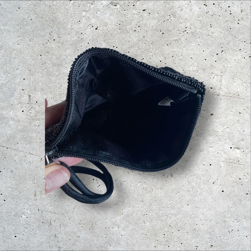 Black Beaded Clutch red bottom  high heel
